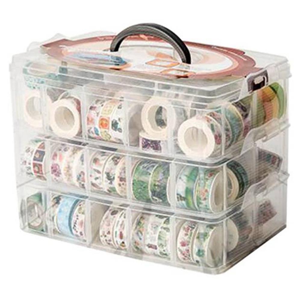クリア3層30グリッド和紙テープ収納ボックス透明ツールセット - Washi Tape Set のレビューと価格