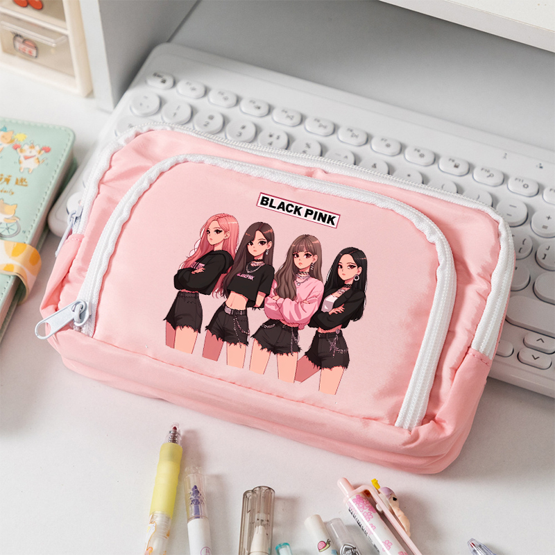 ブラックピンク大容量キャンバス鉛筆ケース学生用 Kpop B - Stationery Supplier のレビューと価格