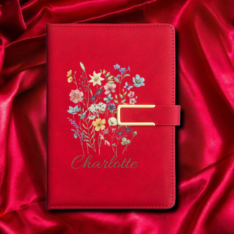 A5 花柄モノグラムカスタムネームフェイクレザーハードカバー - Journal Leather Hardcover のレビューと価格