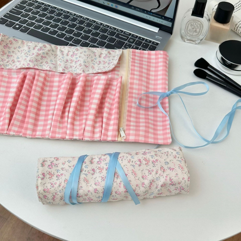 美的春花ロールアップ鉛筆バッグ子供のための女の子ピンクベージ - Pen Pouch Roll のレビューと価格