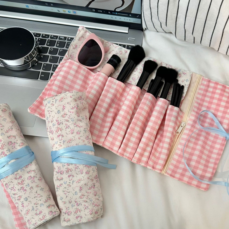 美的春花ロールアップ鉛筆バッグ子供のための女の子ピンクベージ - Pen Pouch Roll のレビューと価格