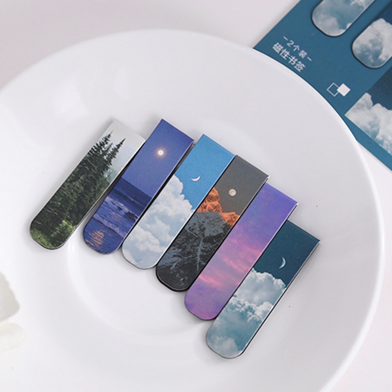 2 ピース/セットブックマーク美しい自然ブックマーカーページ - Paperclip Magnetic Set のレビューと価格