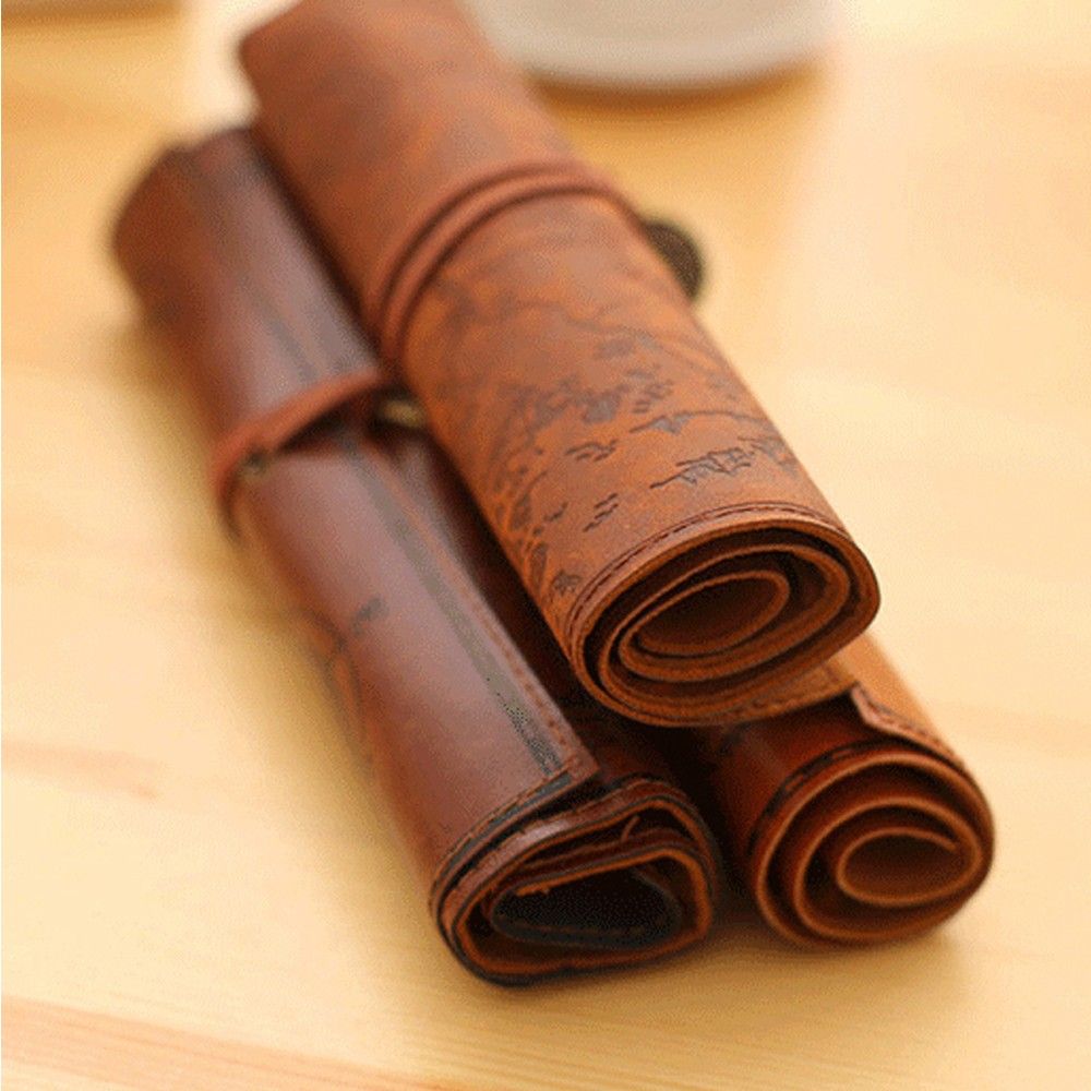 ユニークなレトロ高級宝物地図ロールケースバッグ財布ポーチレザ - Pen Pouch Roll のレビューと価格