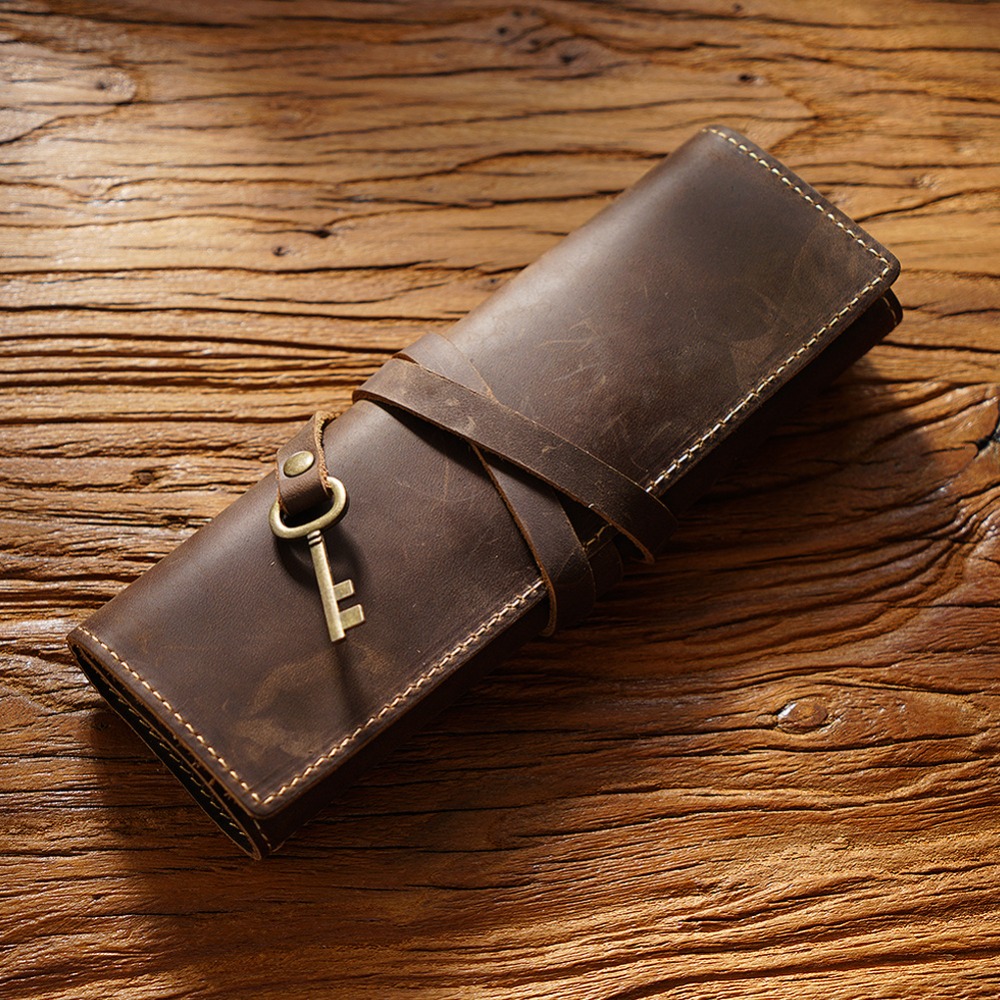 レトロ本革手作りペンロール鉛筆ケースホルダーオフィススクール - Pen Pouch Roll のレビューと価格