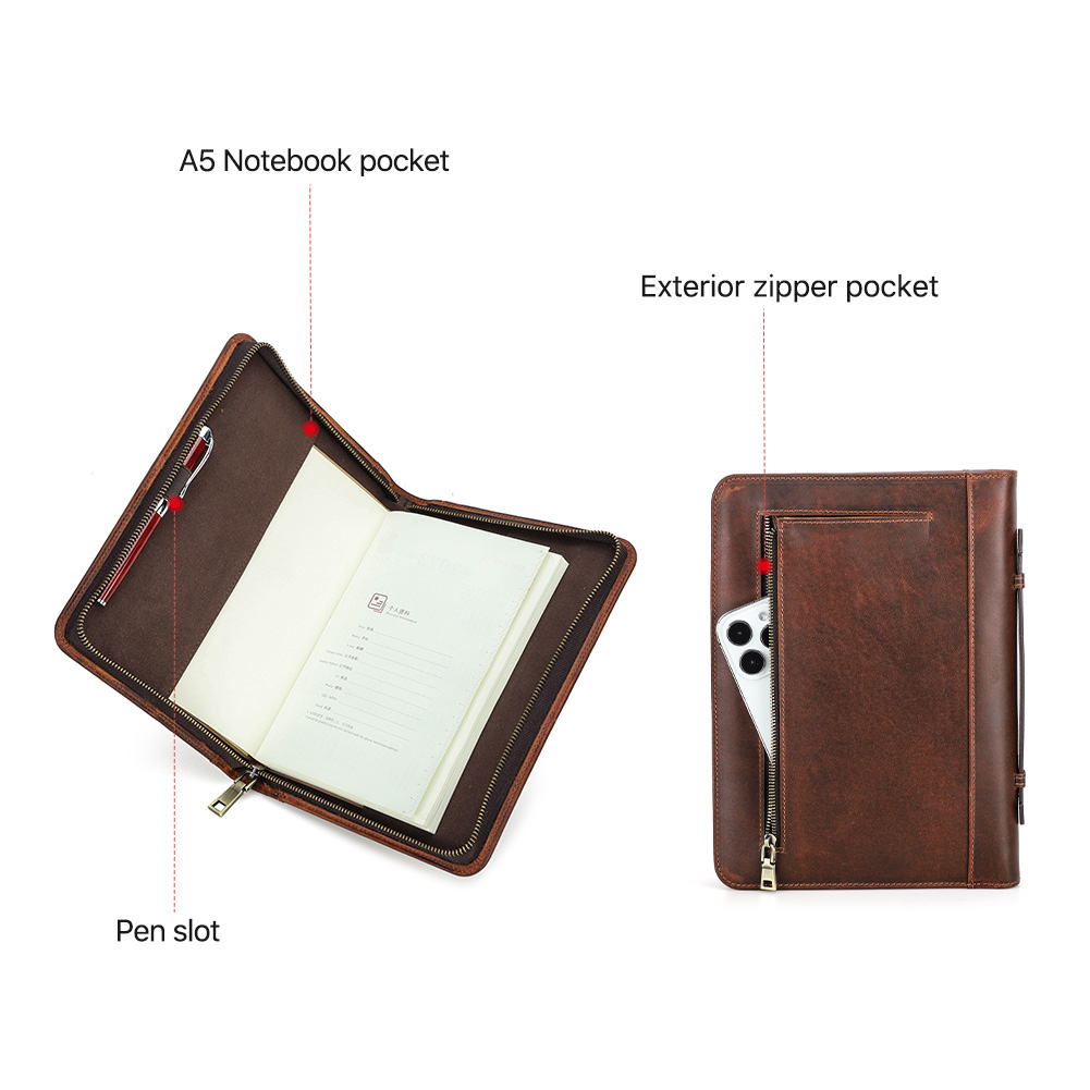 レトロ本革ジッパークラッチ A5 ブックカバージャーナルオフ - Journal Leather Hardcover のレビューと価格