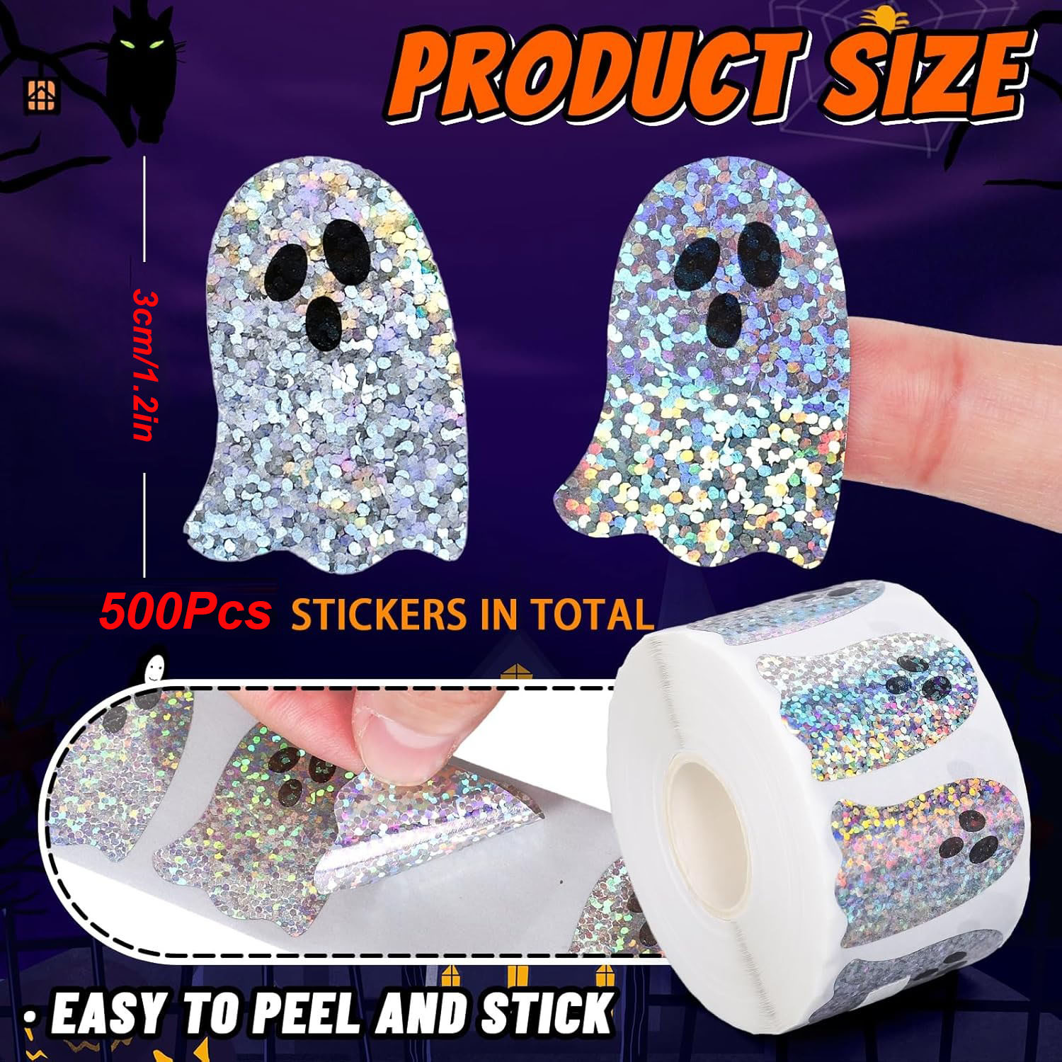 ハロウィンゴーストシェイプ DIY 防水ステッカー ハロウィ - Sticker Label Roll のレビューと価格
