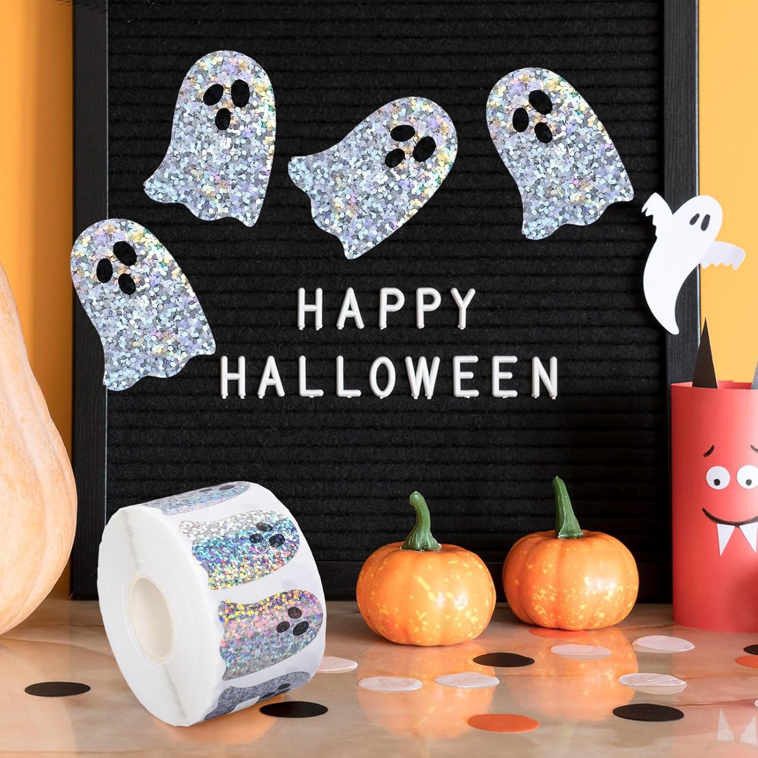 ハロウィンゴーストシェイプ DIY 防水ステッカー ハロウィ - Sticker Label Roll のレビューと価格