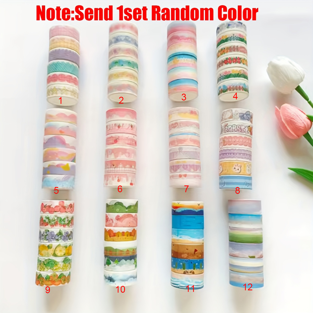 6 ロール/セットランダムカラー風景テープスクラップブッキン - Washi Tape Set のレビューと価格