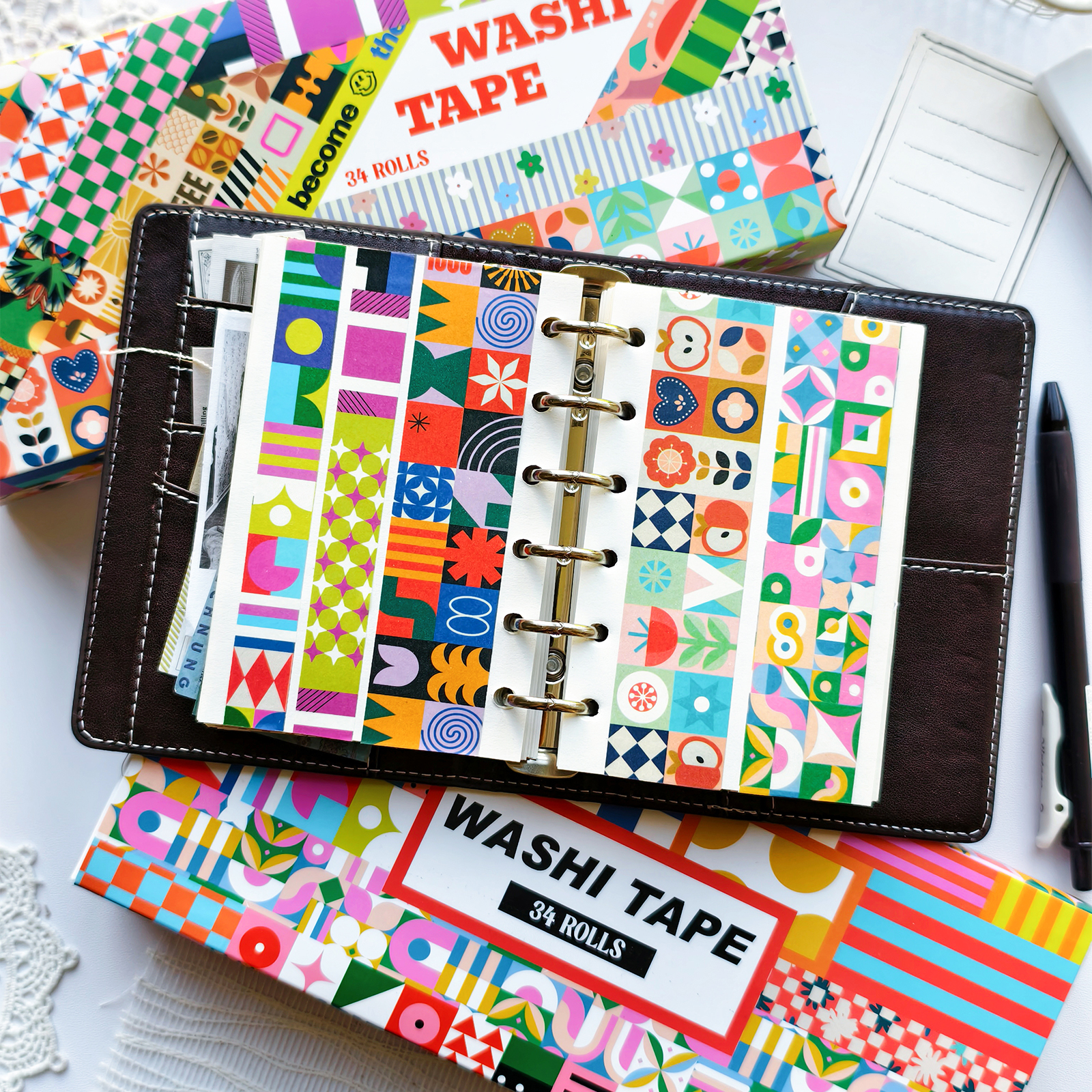 ランダムカバー 34 ロール エステティック和紙テープ、幾何 - Washi Tape Set のレビューと価格