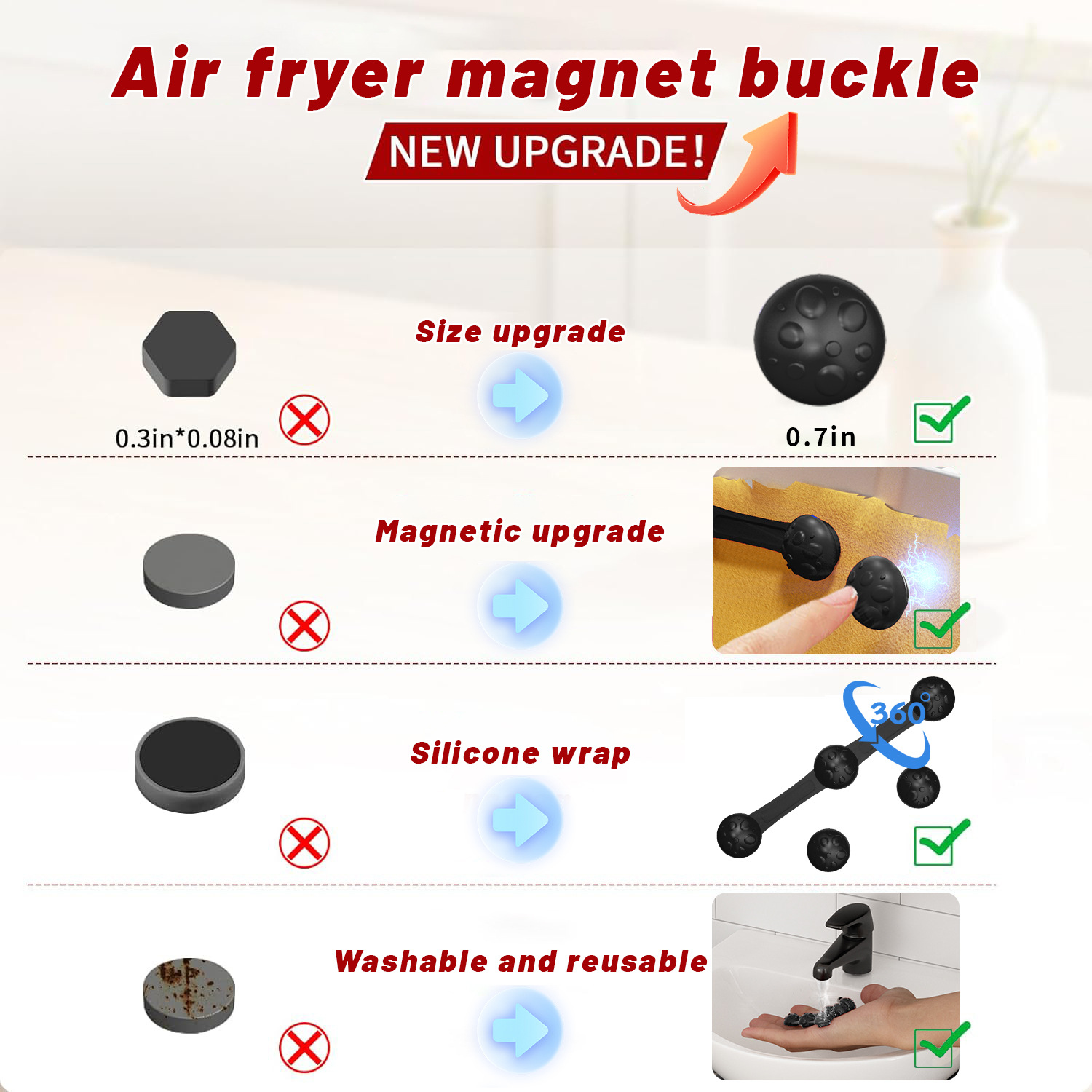 1/2セット シリコンエアフライヤー磁気クリップ 耐熱安全固 - Paperclip Magnetic Set のレビューと価格